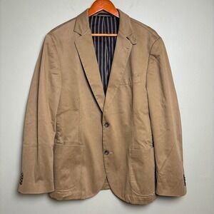Flynt Mens Blazer Bueller Sz 42R Sports Coat Beige 2 Button Patch Pocket Cotton